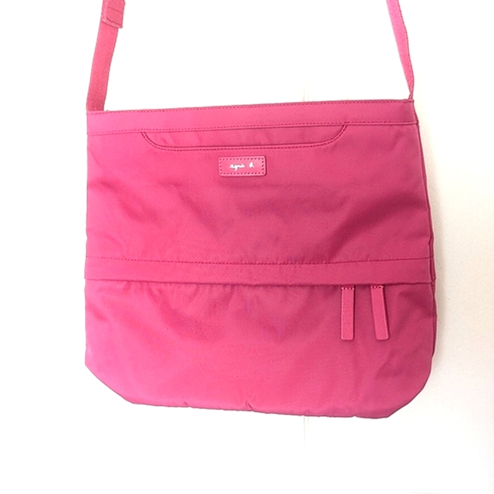 Pink Nylon Spacious Cute Travel Crossbody Bag